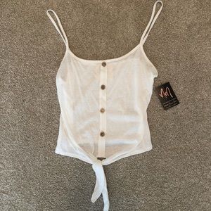 White tank top with self tie detail